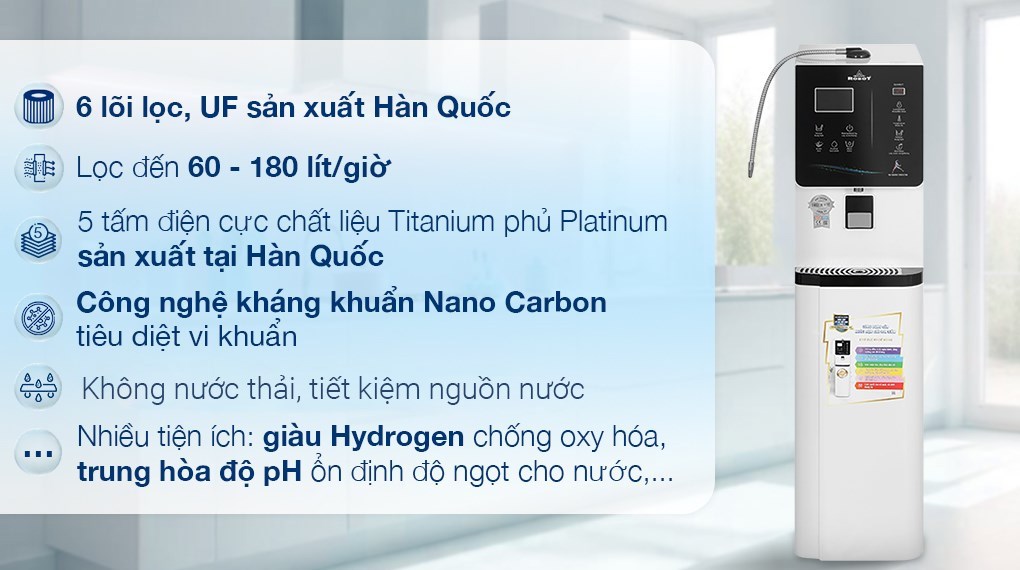 Máy lọc nước điện giải ion kiềm nóng nguội lạnh ROBOT IonKing 511X 5 tấm điện cực