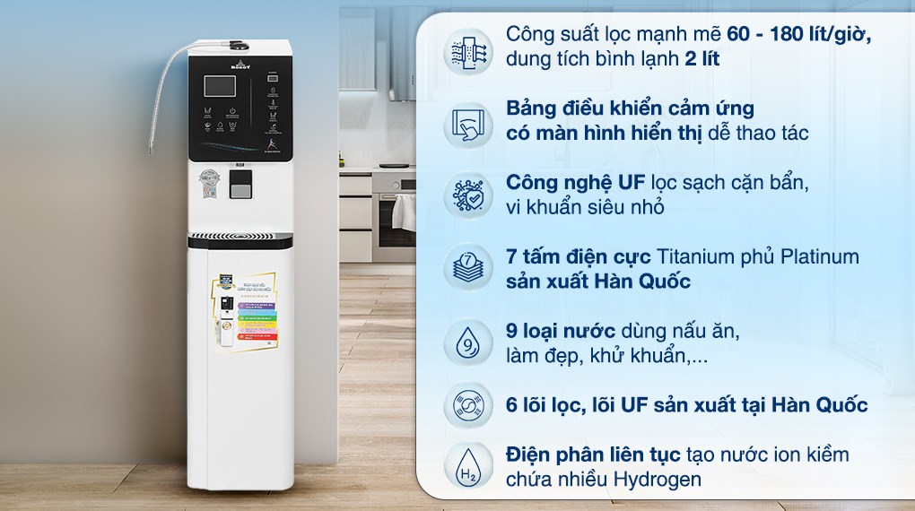 Máy lọc nước điện giải ion kiềm nóng nguội lạnh ROBOT IonKing 711X 7 tấm điện cực