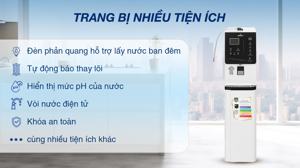 Máy lọc nước điện giải ion kiềm nóng nguội lạnh ROBOT IonKing 711X 6 lõi 7 tấm điện cực - Tiện ích