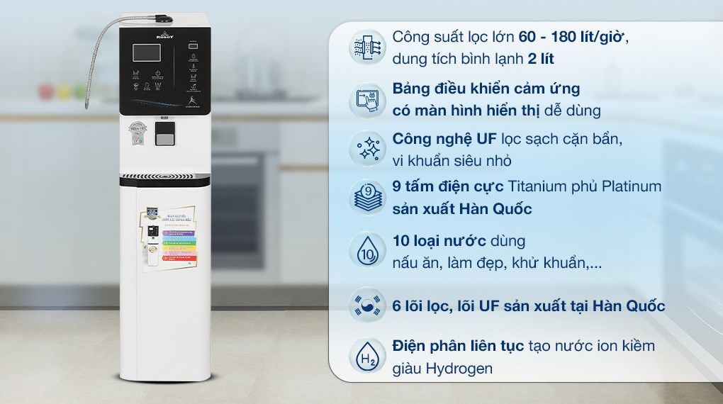 Máy lọc nước điện giải ion kiềm nóng nguội lạnh ROBOT IonKing 912X 9 tấm điện cực