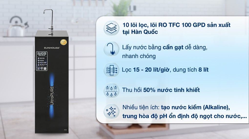 Máy lọc nước RO Sunhouse UltraPURE SHA8811K 10 lõi