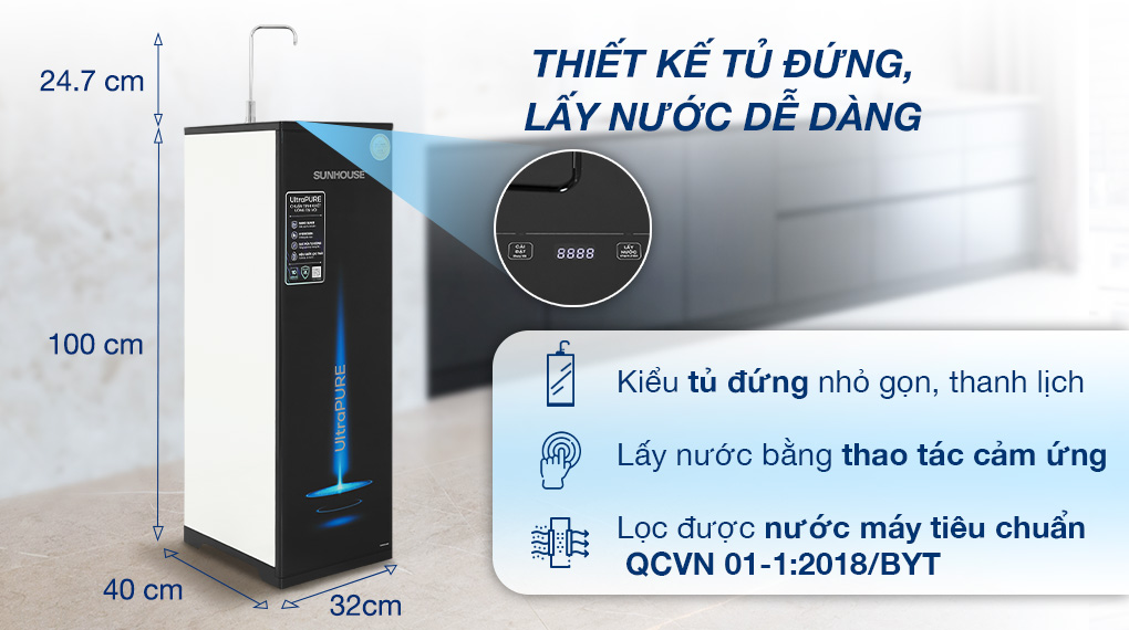 Máy lọc nước RO Sunhouse UltraPURE SHA8815K 10 lõi - Thiết kế