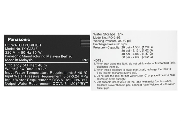 Máy lọc nước RO Panasonic TK-CA813F-VN 7 lõi Màu Đen