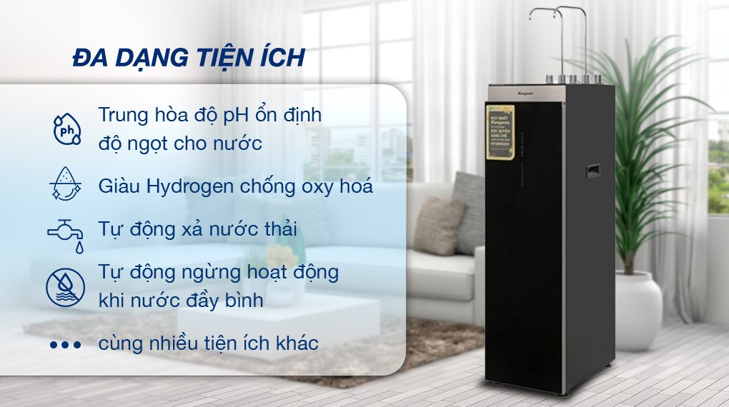 Máy lọc nước RO nóng nguội lạnh Hydrogen Kangaroo Sumire KG12A6 12 lõi