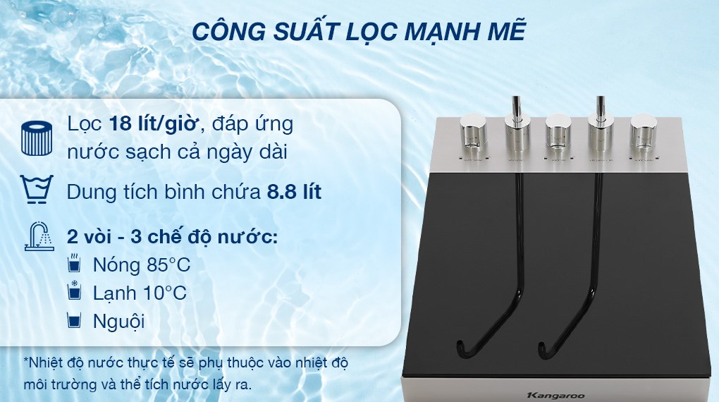 Máy lọc nước RO nóng nguội lạnh Hydrogen Kangaroo Sumire KG12A8 12 lõi