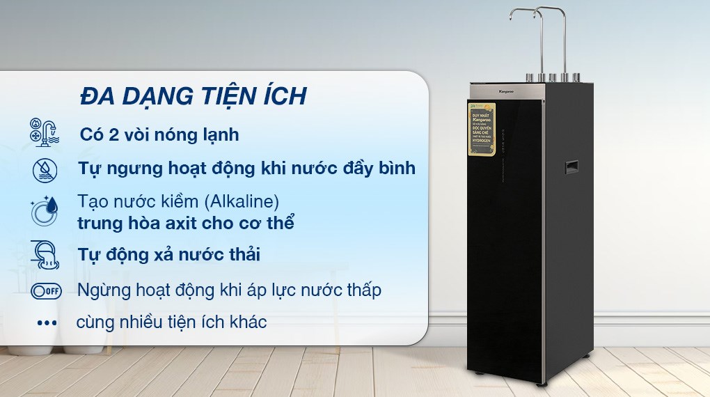 Máy lọc nước RO nóng nguội lạnh Hydrogen Kangaroo Sumire KG12A8 12 lõi