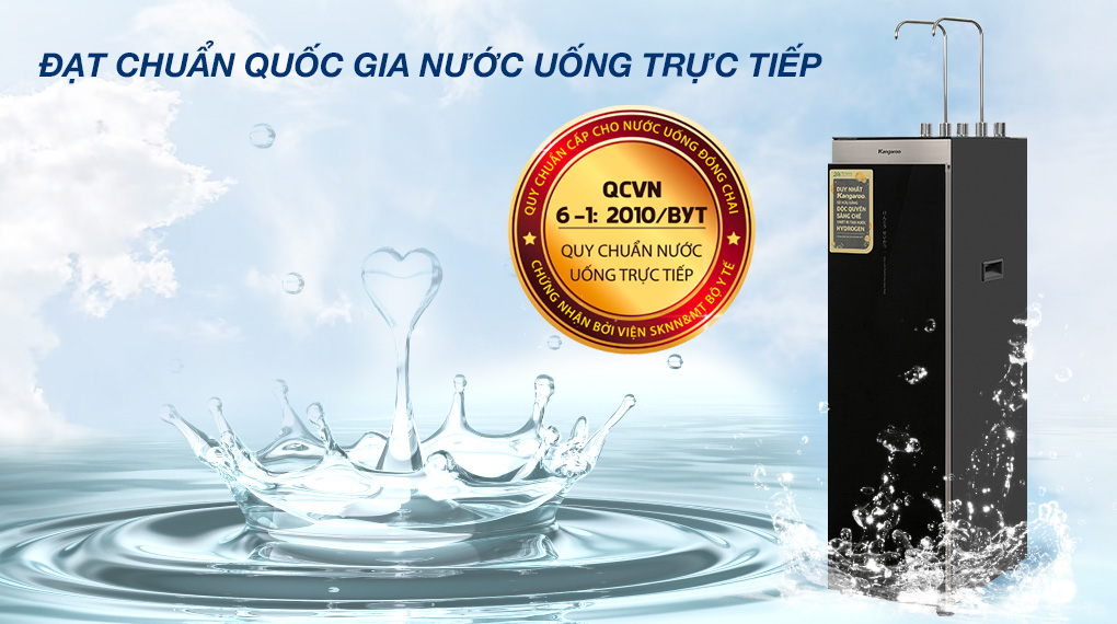 Máy lọc nước RO nóng nguội lạnh Hydrogen Kangaroo KG12A8 12 lõi - Chứng nhận