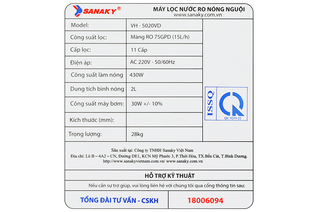 Máy lọc nước RO nóng nguội Sanaky VH-5020VD 11 lõi - 7
