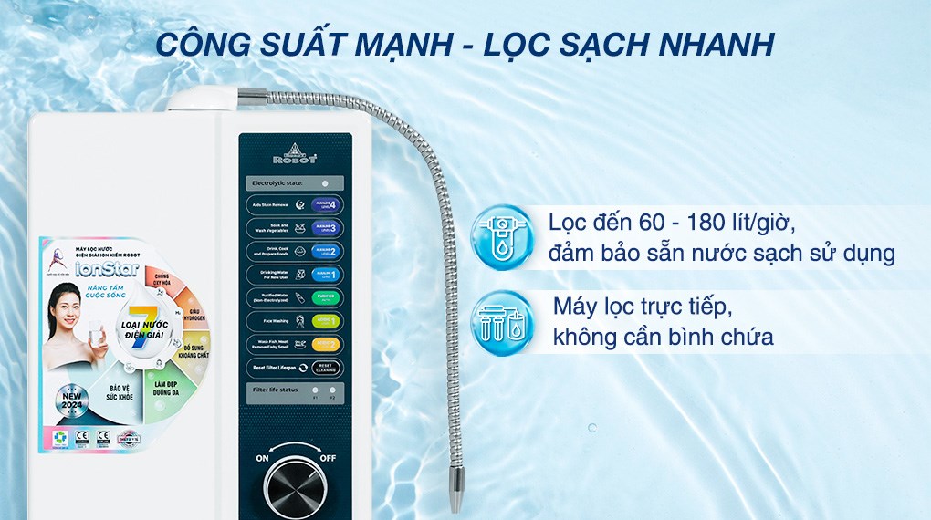 Máy lọc nước điện giải ion kiềm ROBOT IonStar 3X 3 tấm điện cực
