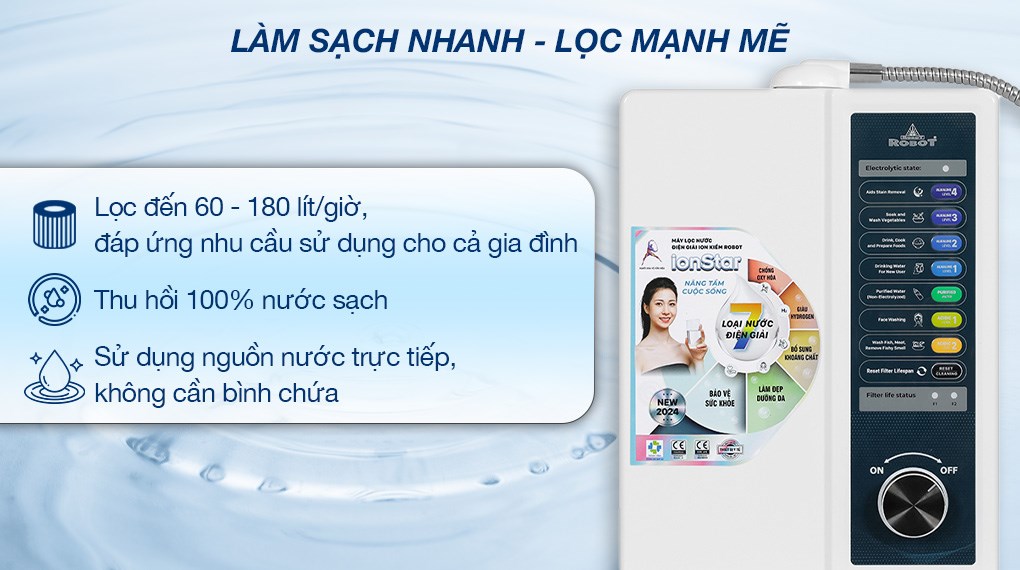 Máy lọc nước điện giải ion kiềm ROBOT IonStar 5X 5 tấm điện cực