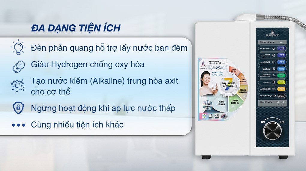 Máy lọc nước điện giải ion kiềm ROBOT IonStar 5X 5 tấm điện cực