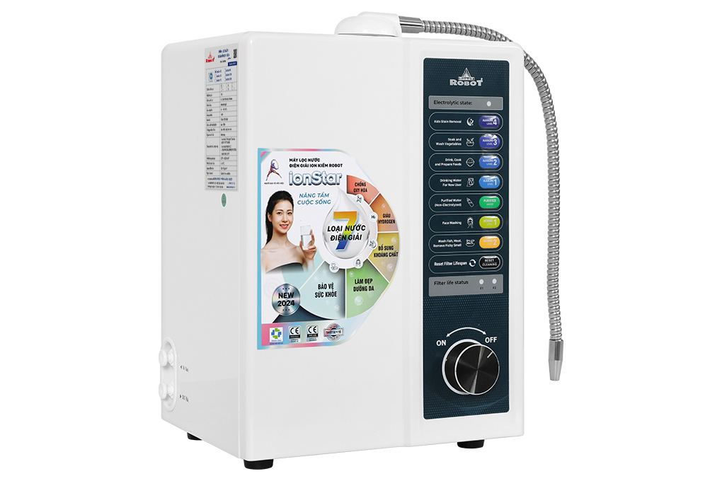 Máy lọc nước điện giải ion kiềm ROBOT IonStar 5X 5 tấm điện cực Màu Trắng
