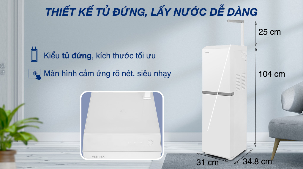 Máy lọc nước RO tủ đứng Toshiba TWP-N2396SVN(W) 10 lõi - Thiết kế