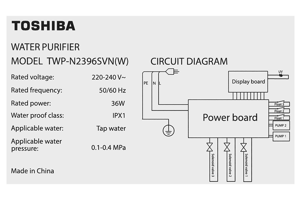 Máy lọc nước RO Hydrogen Toshiba TWP-N2396SVN(W) 10 lõi Màu Trắng