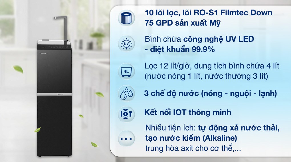 Máy lọc nước RO nóng nguội lạnh Toshiba TWP-W2396SVN(M) 10 lõi