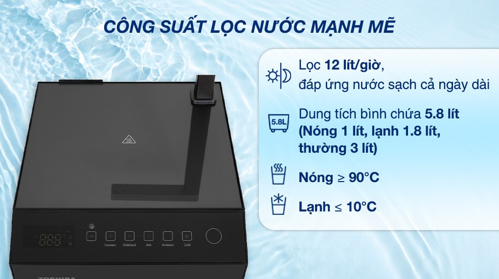 Máy lọc nước RO nóng nguội lạnh Hydrogen Toshiba TWP-W2396SVN(M) 10 lõi