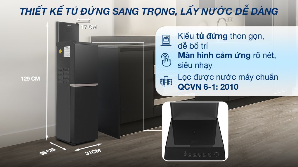 Máy lọc nước RO nóng nguội lạnh Hydrogen Toshiba TWP-W2398SVN(M) 10 lõi