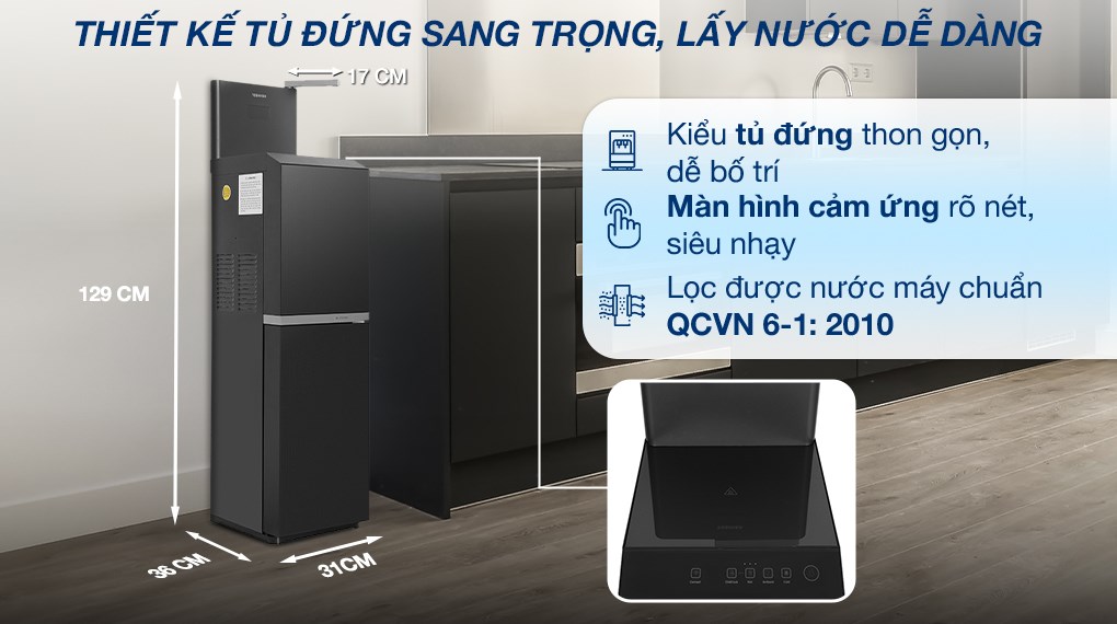 Máy lọc nước RO nóng nguội lạnh Hydrogen Toshiba TWP-W2399SVN(M) 10 lõi