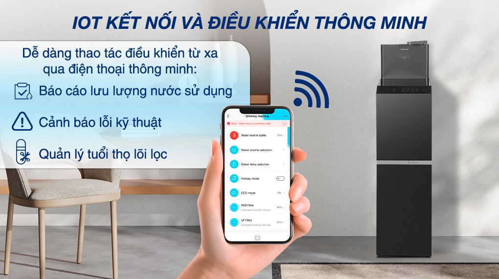 Máy lọc nước RO nóng nguội lạnh Hydrogen Toshiba TWP-W2399SVN(M) 10 lõi