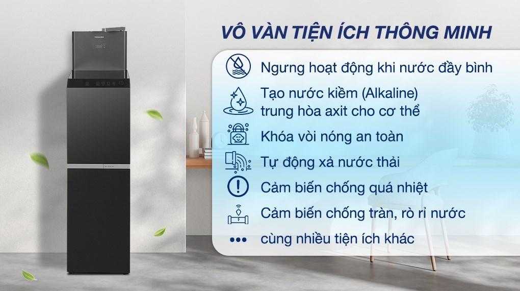 Máy lọc nước RO nóng nguội lạnh Hydrogen Toshiba TWP-W2399SVN(M) 10 lõi