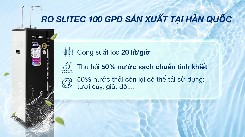 Máy lọc nước RO nóng nguội lạnh Hydrogen ion kiềm Mutosi MP-S1021H 10 lõi