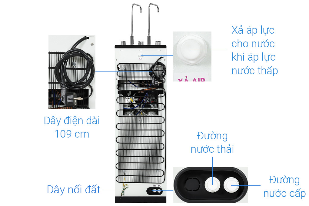 Máy lọc nước RO nóng nguội lạnh Hydrogen ion kiềm Mutosi MP-S1021H 10 lõi Màu Đen