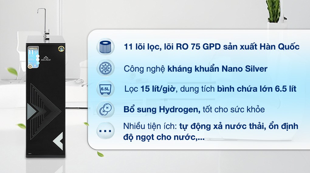 Máy lọc nước RO Hòa Phát HPR526 11 lõi - giá rẻ, giao ngay tận nơi