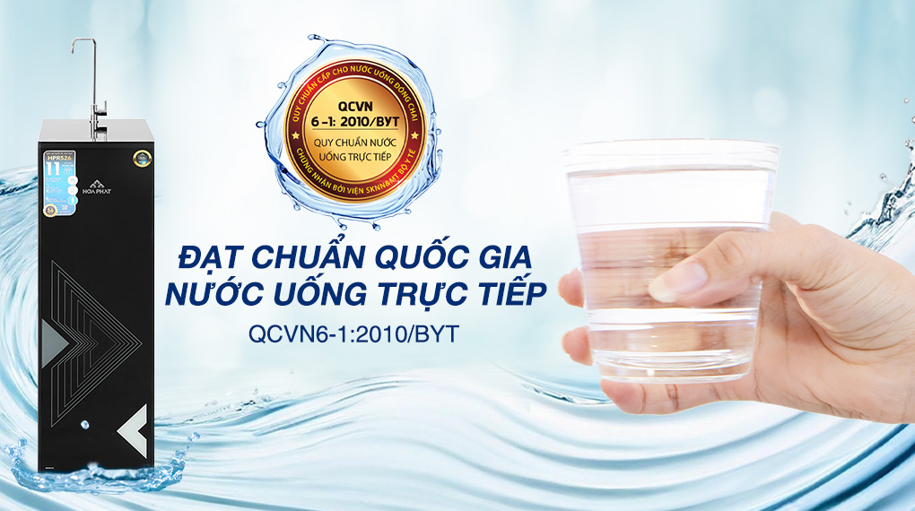 Đạt chuẩn nước sạch - Máy lọc nước RO Hòa Phát HPR526 11 lõi