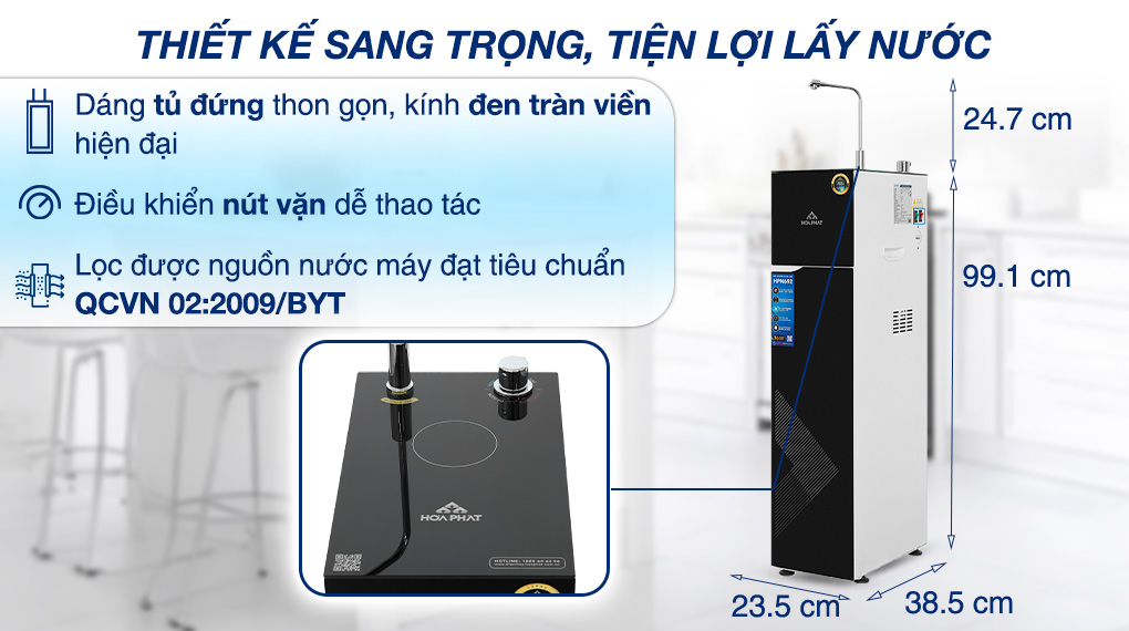 Thiết kế - Máy lọc nước RO nóng nguội lạnh Hòa Phát HPN692 10 lõi