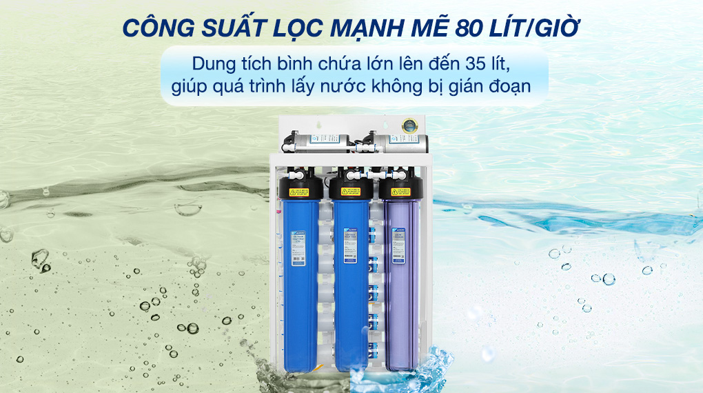 Công suất lọc và dung tích - Máy lọc nước RO bán công nghiệp Hòa Phát HPT725 10 lõi