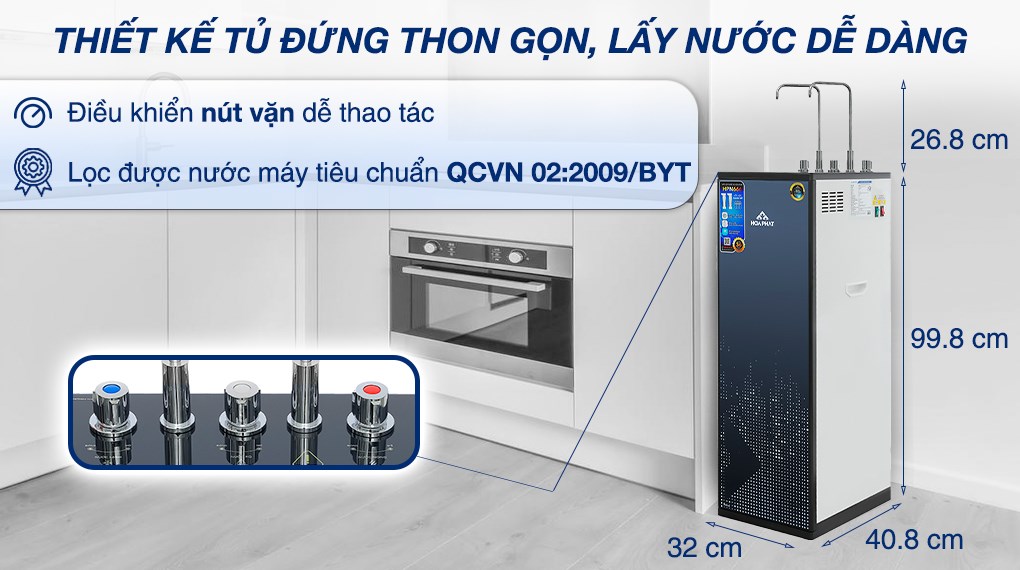 Máy lọc nước RO nóng nguội lạnh Hydrogen Hòa Phát HPN666 11 lõi