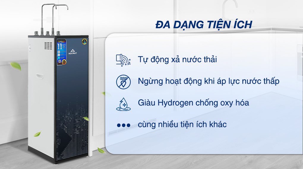 Máy lọc nước RO nóng nguội lạnh Hydrogen Hòa Phát HPN666 11 lõi