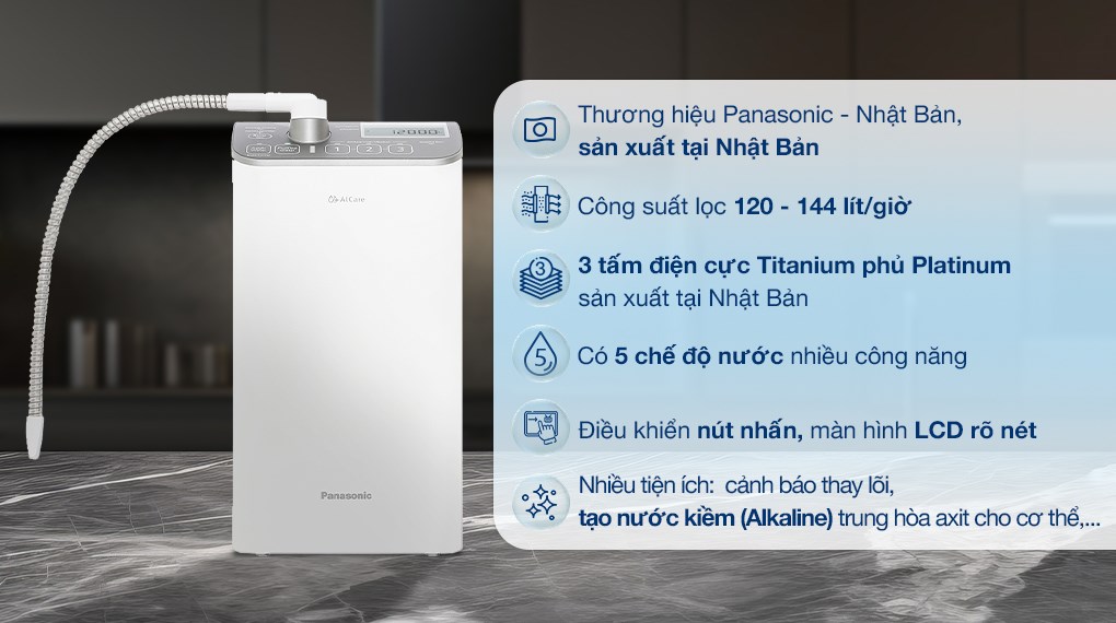 Máy lọc nước điện giải ion kiềm Panasonic TK-AS500-ZVN 3 tấm điện cực