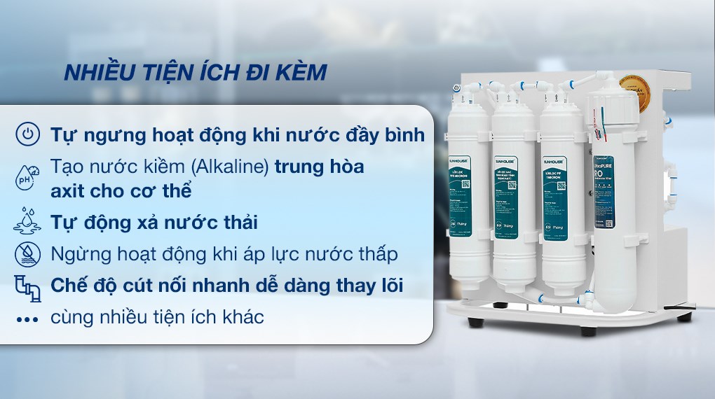 Máy lọc nước RO Hydrogen Sunhouse SHA8201KV 10 lõi