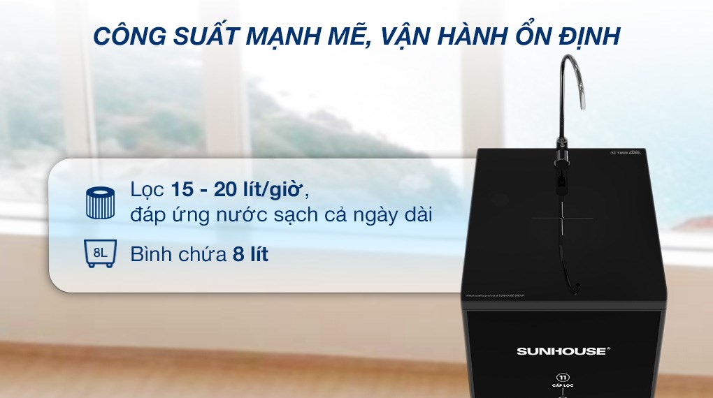 Máy lọc nước RO Hydrogen Sunhouse UltraPURE SHA8800KL 11 lõi