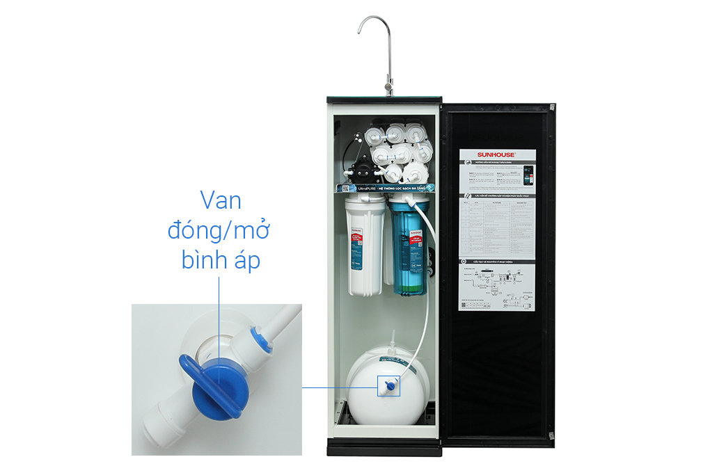 Máy lọc nước RO Hydrogen Sunhouse UltraPURE SHA8800KL 11 lõi Màu Trắng/Đen