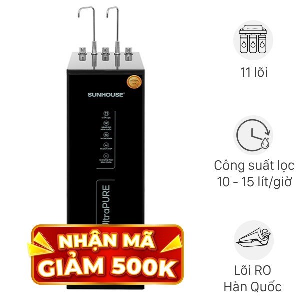 Máy lọc nước RO nóng nguội lạnh Sunhouse UltraPURE SHA76623KL 11 lõi