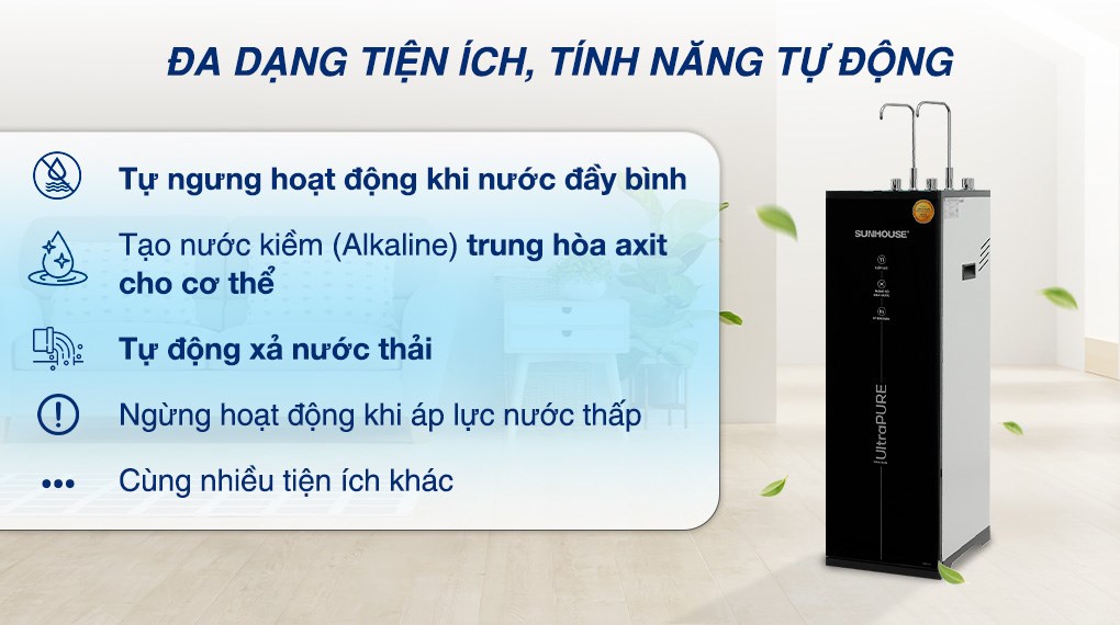 Máy lọc nước RO nóng nguội lạnh Hydrogen Sunhouse UltraPURE SHA76222KL 11 lõi