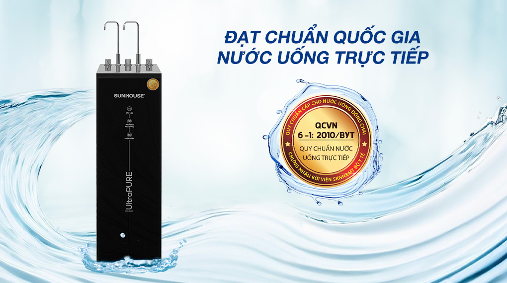 Máy lọc nước RO nóng nguội lạnh Sunhouse UltraPURE SHA76222KL 11 lõi - Chứng nhận