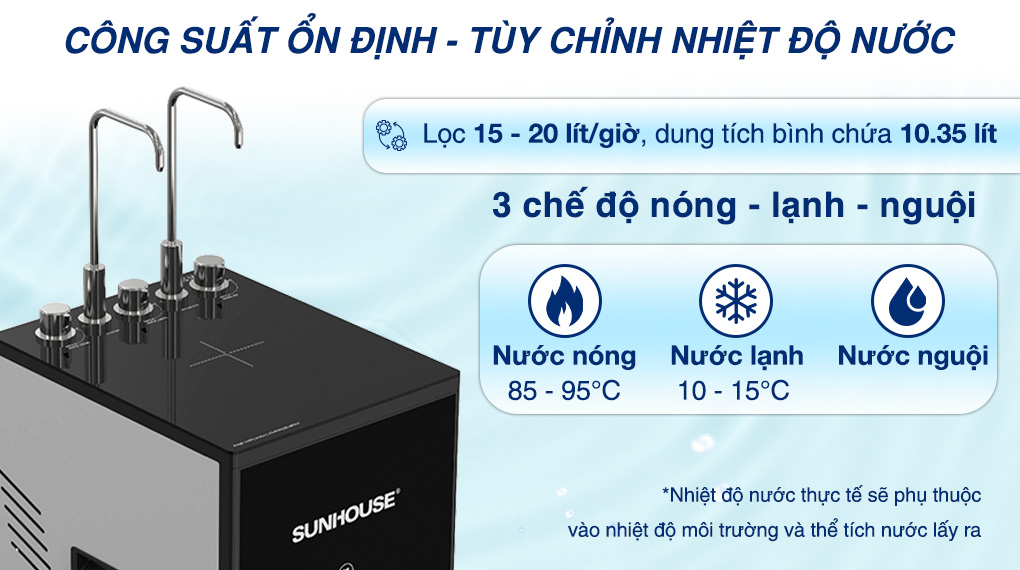 Máy lọc nước RO nóng nguội lạnh Sunhouse UltraPURE SHA76222KL 11 lõi - Công suất