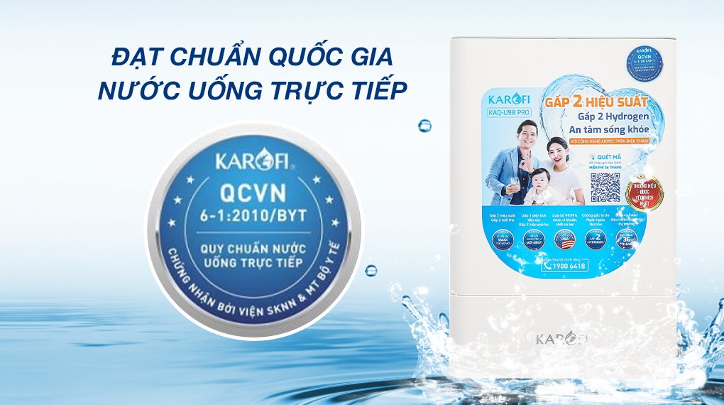 Máy lọc nước RO Hydrogen Karofi KAQ-U98 Pro 10 lõi
