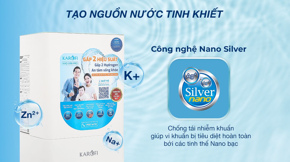 Máy lọc nước RO Hydrogen Karofi KAQ-U98 Pro 10 lõi