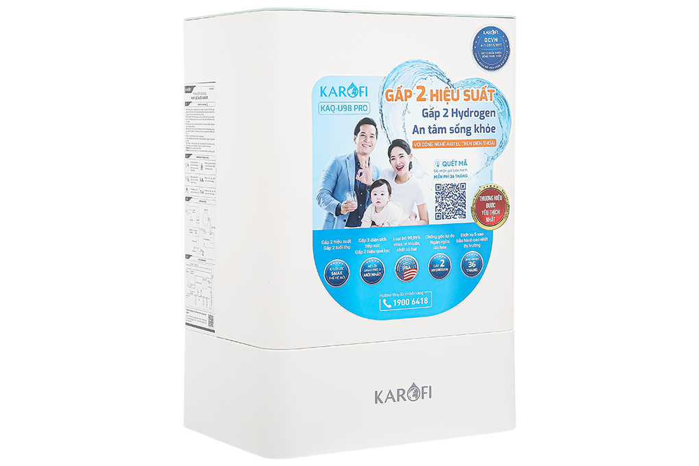 Máy lọc nước RO Hydrogen Karofi KAQ-U98 Pro 10 lõi Màu Trắng