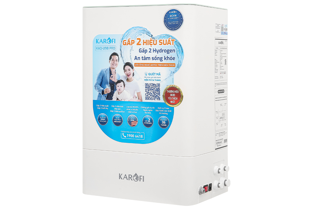 Máy lọc nước RO Hydrogen Karofi KAQ-U98 Pro 10 lõi Màu Trắng