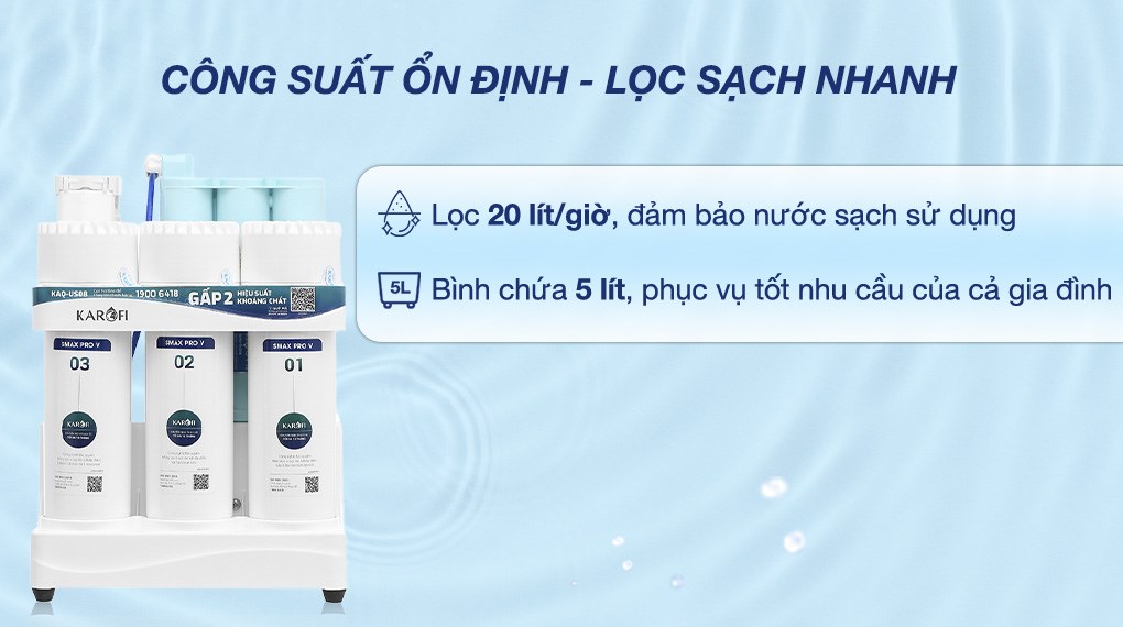 Máy lọc nước RO Karofi KAQ-US08 10 lõi