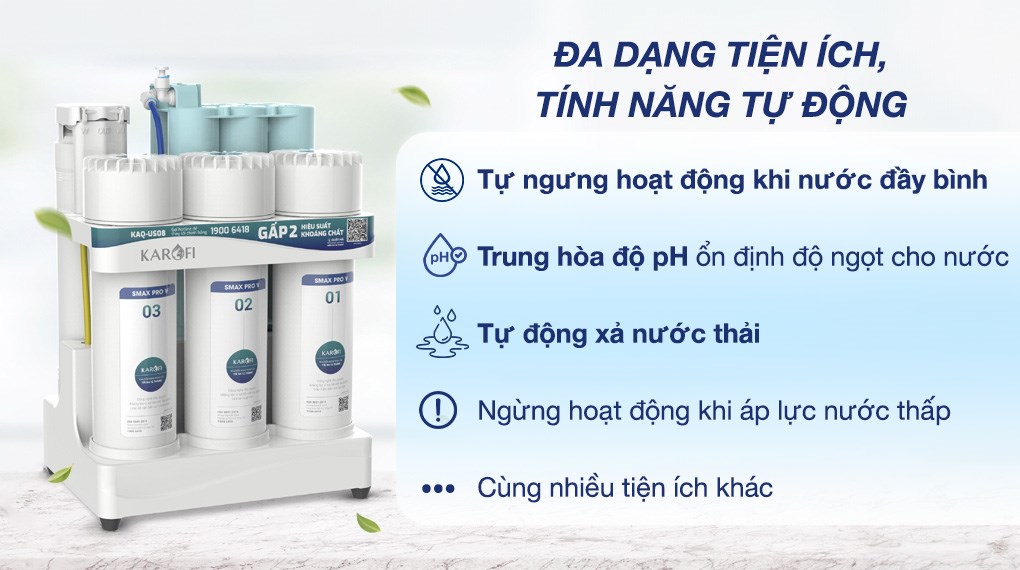 Máy lọc nước RO Karofi KAQ-US08 10 lõi
