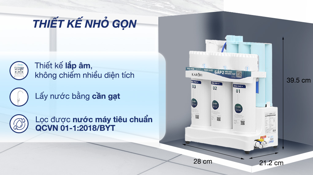 Máy lọc nước RO Karofi KAQ-US08 10 lõi - Thiết kế Máy lọc nước RO Karofi KAQ-US08 10 lõi - Thiết kế