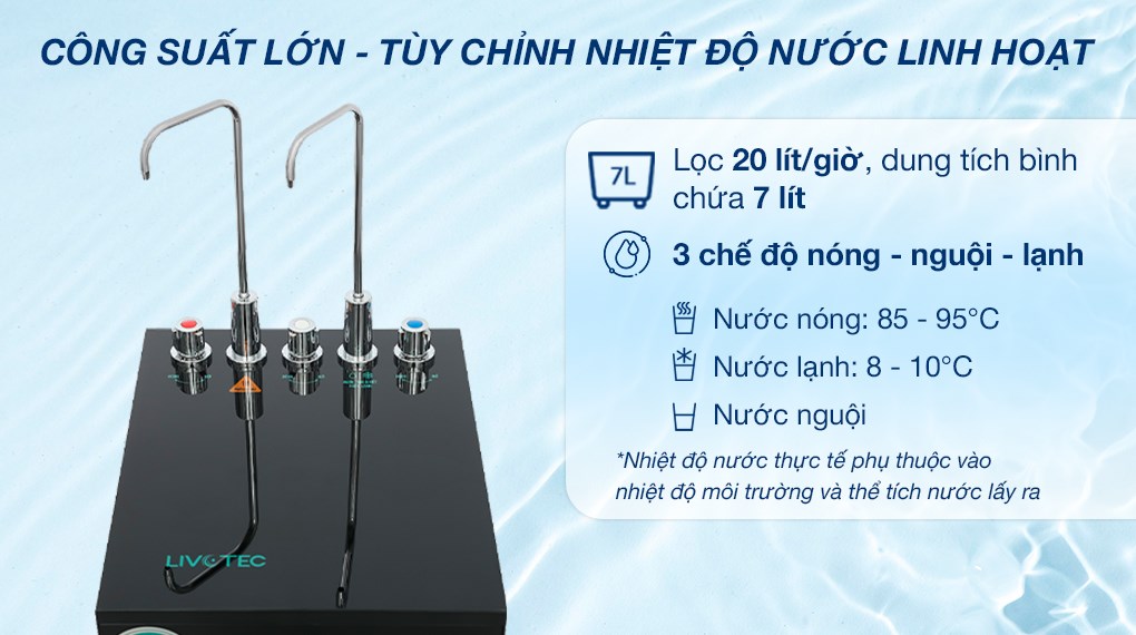 Máy lọc nước RO nóng nguội lạnh Hydrogen Livotec 638 10 lõi