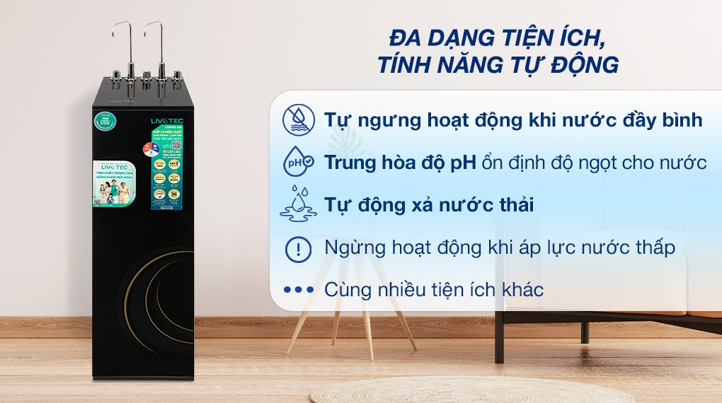 Máy lọc nước RO nóng nguội lạnh Hydrogen Livotec 638 10 lõi
