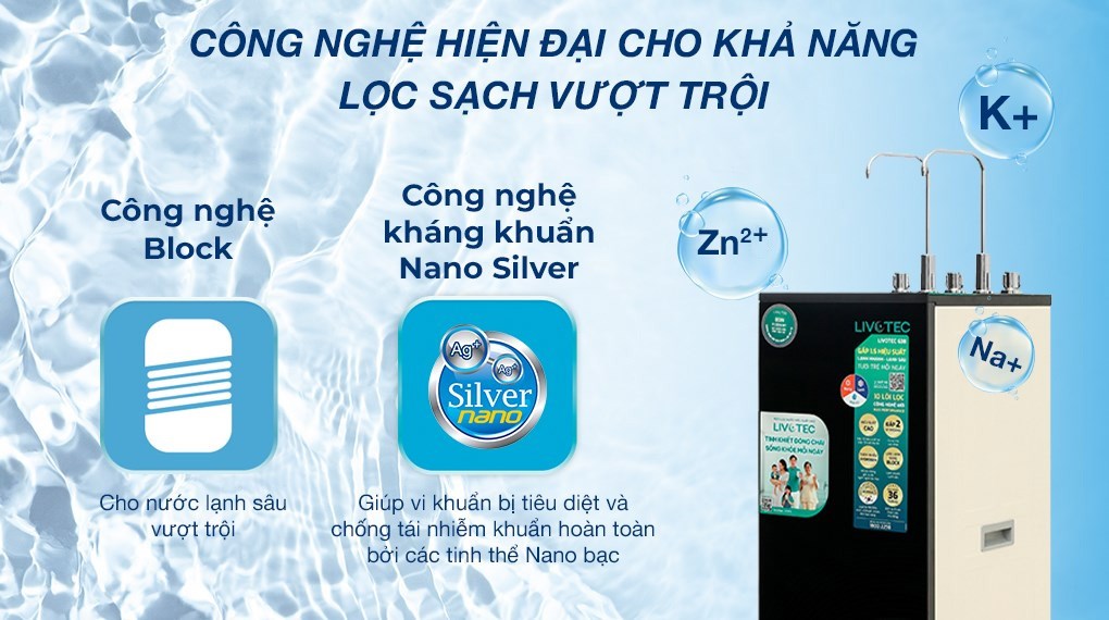 Máy lọc nước RO nóng nguội lạnh Hydrogen Livotec 638 10 lõi